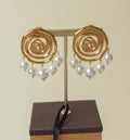 Golden Spiral Pearl Earrings