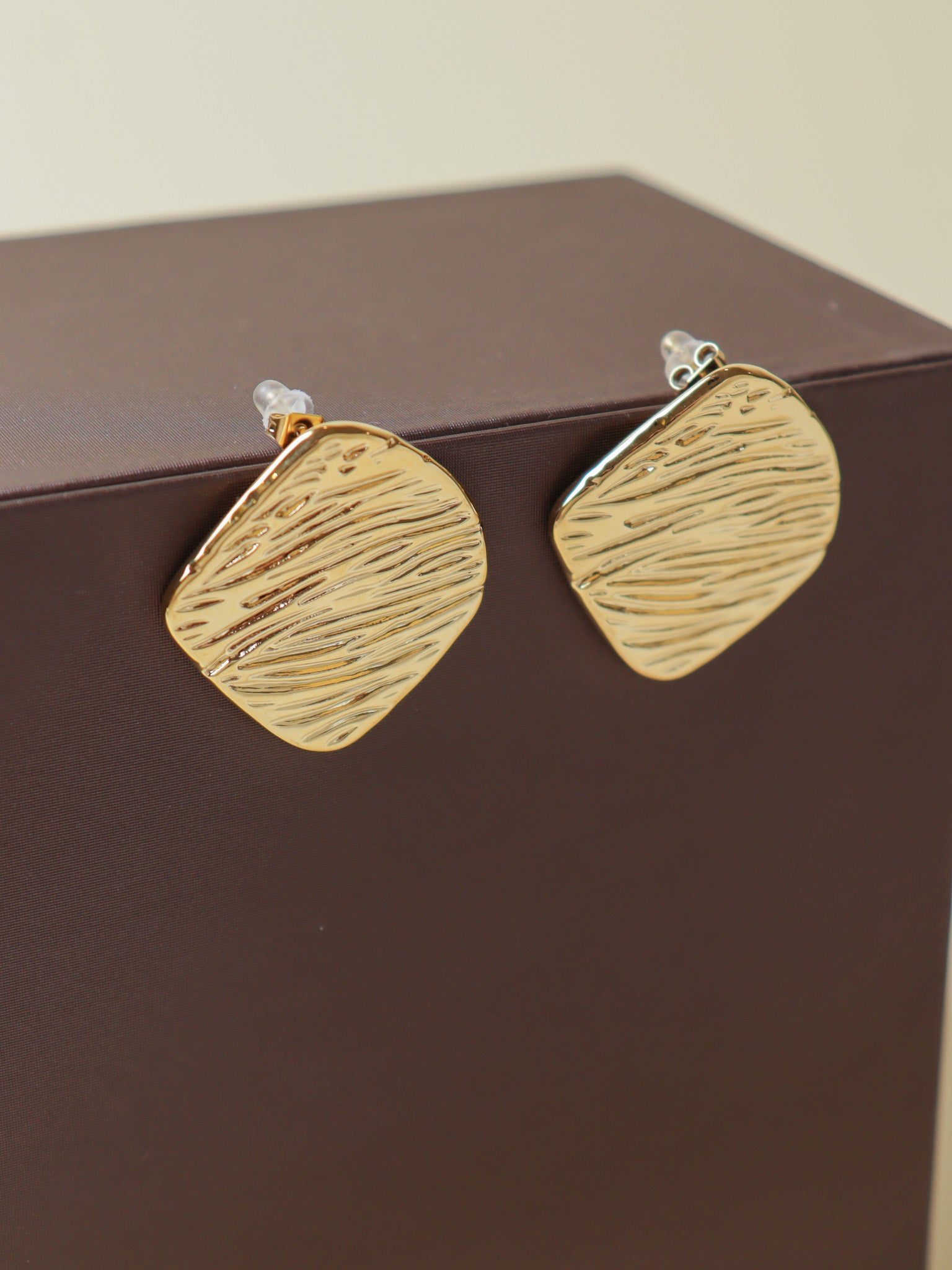 Golden Texture Stud Earrings