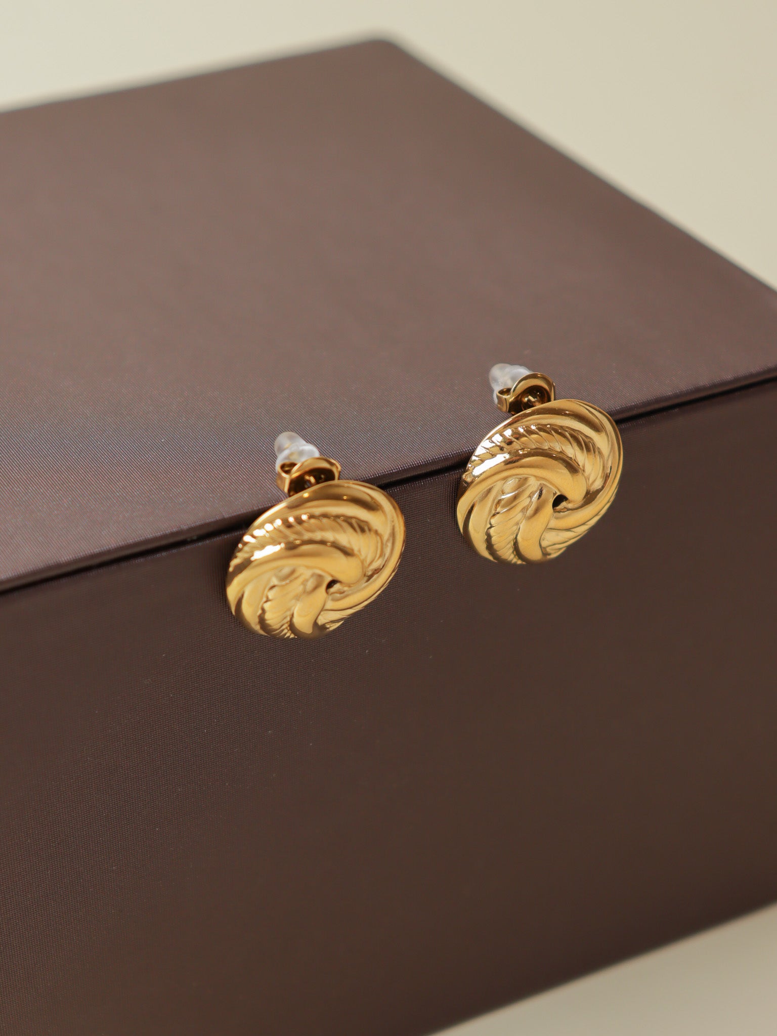 Golden Swirl Stud Earrings