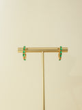 Emerald Glow Mini Hoop Earrings