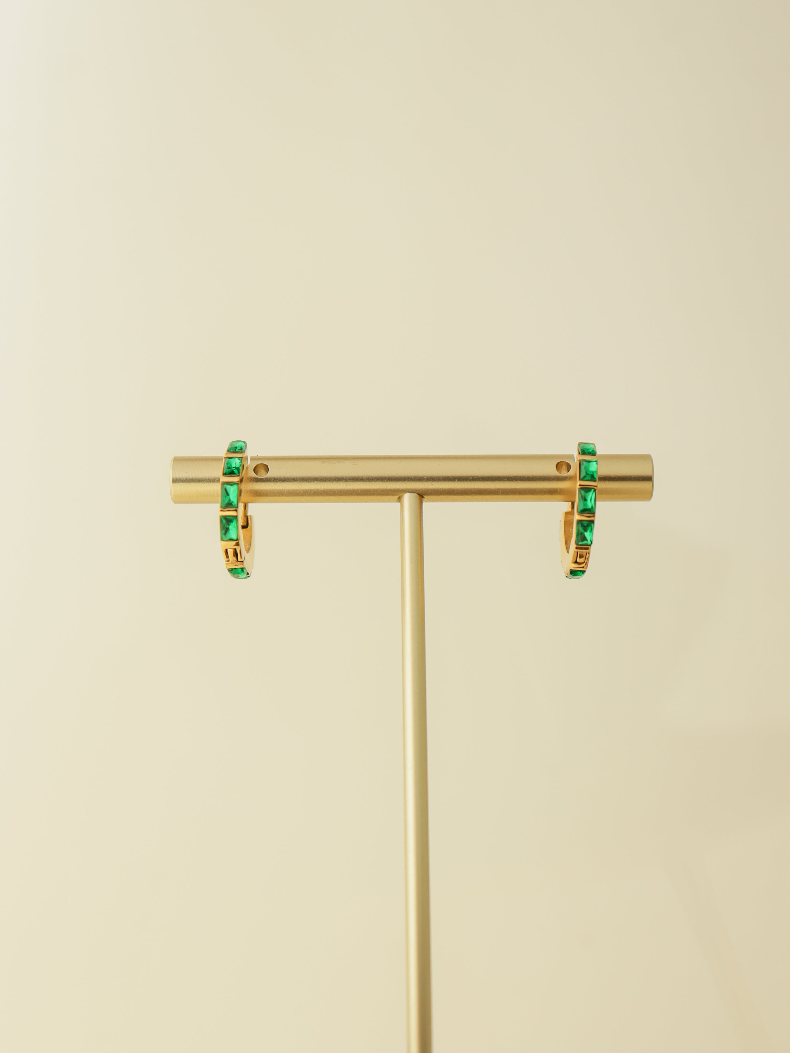 Emerald Glow Mini Hoop Earrings
