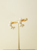 Faux Pearl Crescent Hoop Earrings