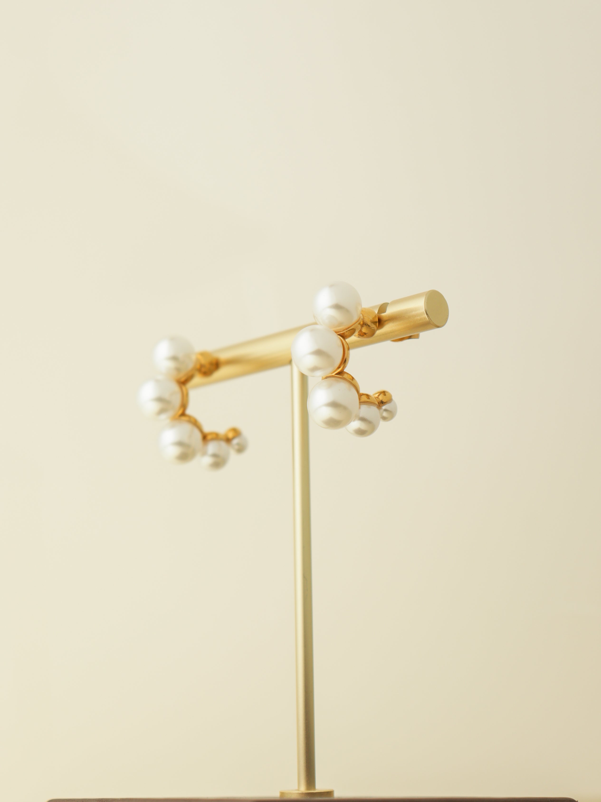 Faux Pearl Crescent Hoop Earrings